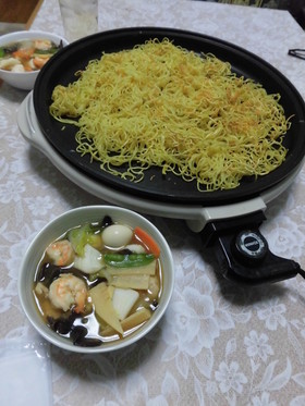 ホットプレートで!海鮮あんかけ焼きそば