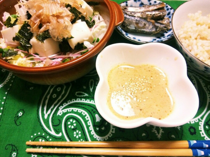 万能タレと、豆腐と白菜のサラダの画像