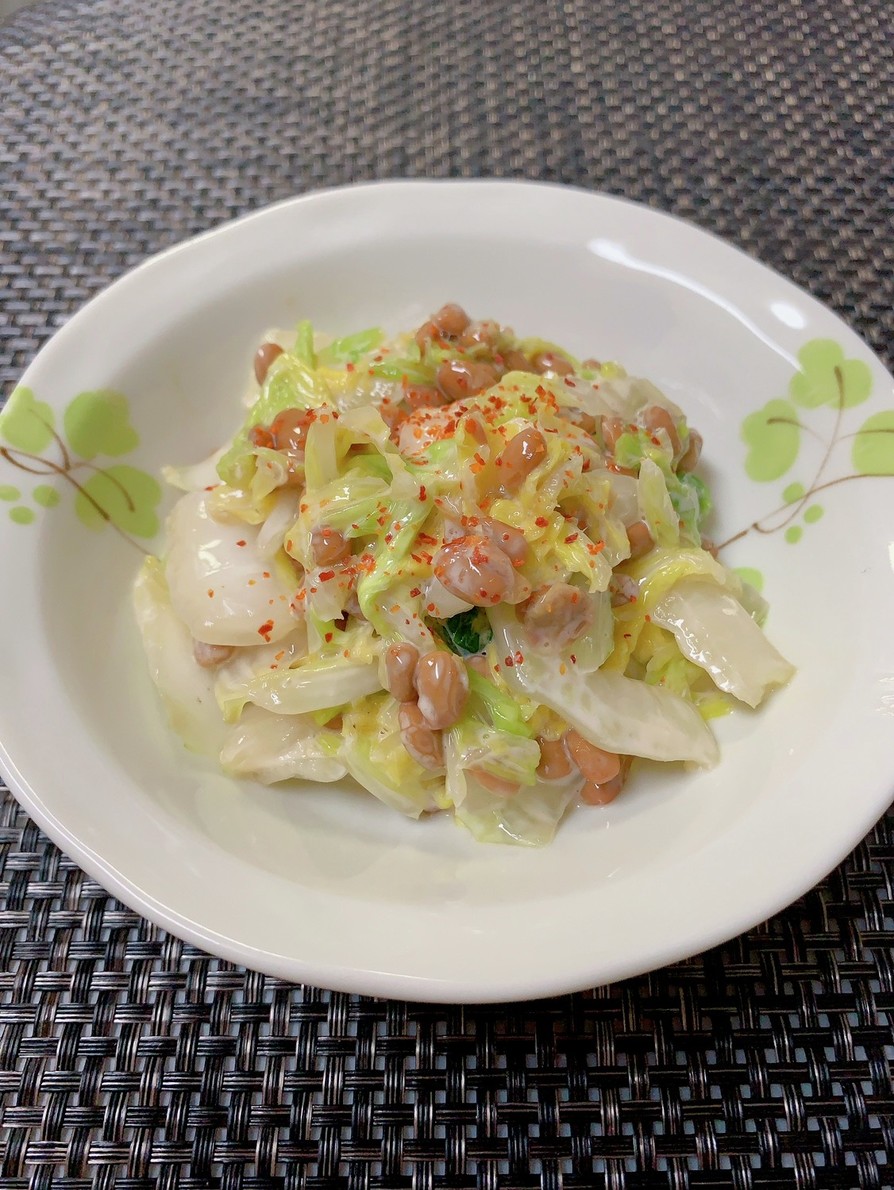 シャキッと白菜と納豆✤麺つゆマヨ和えの画像