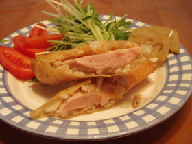 お魚ソーセージで春巻き♪