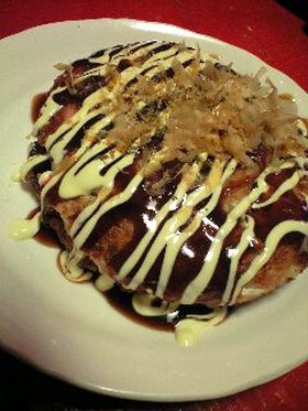 お魚ソーセージ入りふわふわお好み焼き♪