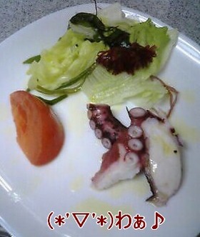 真タコとサラダ