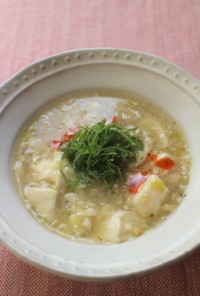 大葉と豆腐のとろみスープ