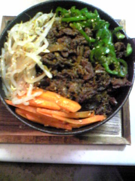 牛肉とごぼうの炒め煮乗せ和風ビビンバw