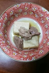 高野豆腐と牛ステーキ肉の含め煮