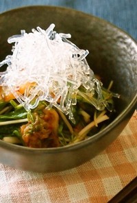 水菜とキムチのプチプチサラダ