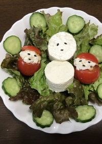 豆腐で♬サンタクロースと雪だるまのサラダ