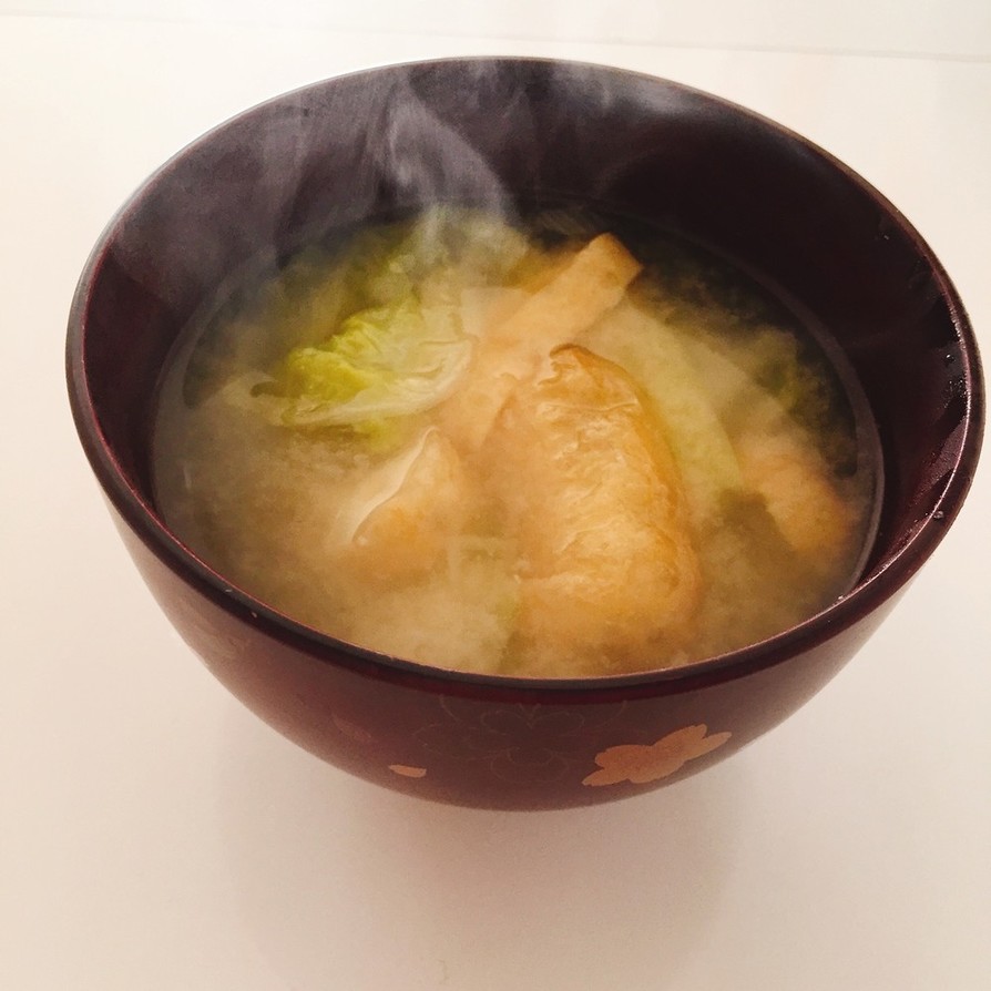 温まる〜♬ 油揚げと白菜の味噌汁の画像