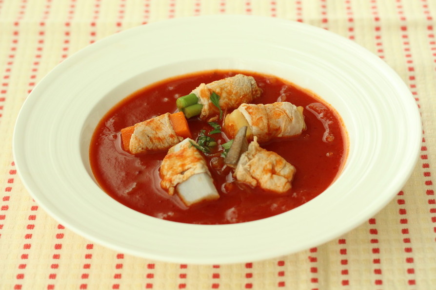 肉巻き野菜の濃厚トマトスープの画像