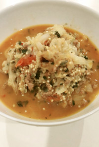 ラム挽肉とキヌアとキャベツのスープ