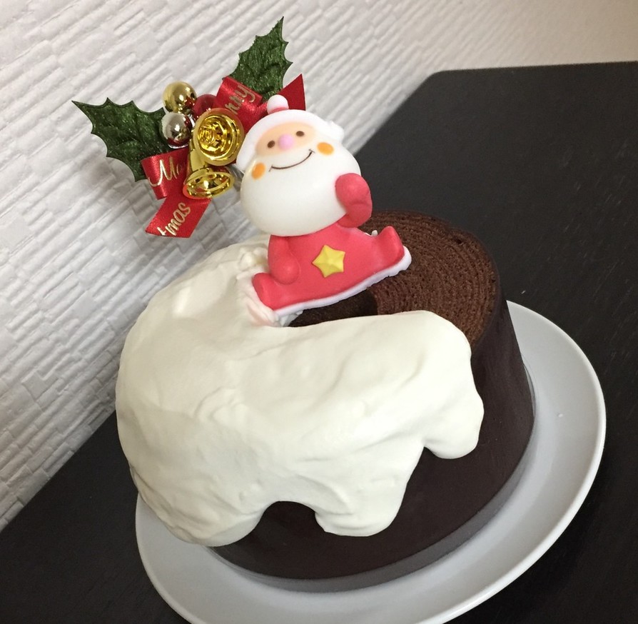 市販バームクーヘンで簡単クリスマスケーキの画像