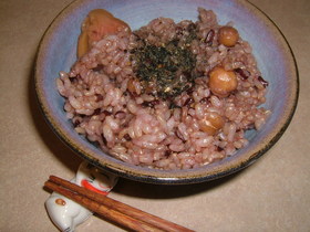 玄米のおいしい食べ方♪黒米&ひよこ豆