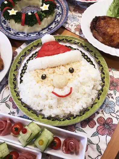 クリスマスに♡手巻き寿司にサンタ酢飯の写真