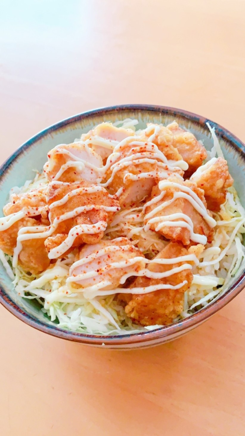 鶏唐揚げで♬甘辛ダレの唐マヨサラダ丼♬の画像