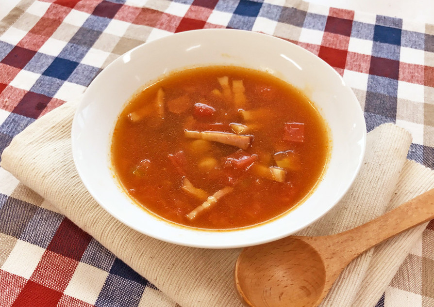 お好みソースで作る豆のトマトスープの画像