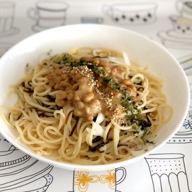 玉ねぎヨーグルトで納豆スパゲティ