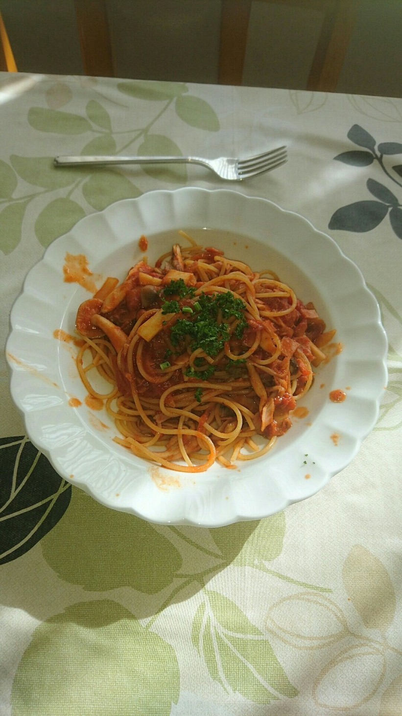 ツナときのこのスパゲッティの画像