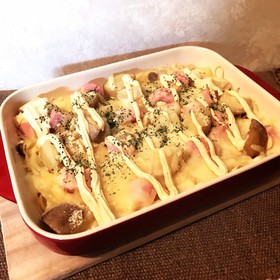 簡単!パスタ入り明太マヨグラタン