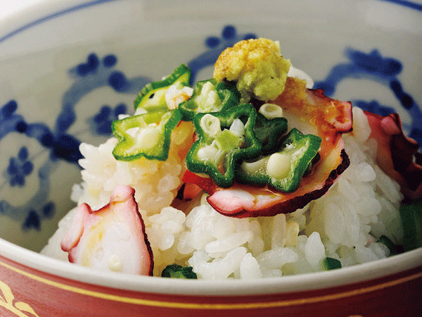 蛸飯にオクラとろろ