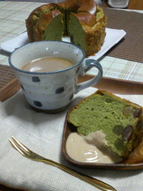 和風*甘納豆の抹茶ミルクシフォン*