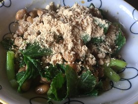 納豆と明日葉のきな粉和え