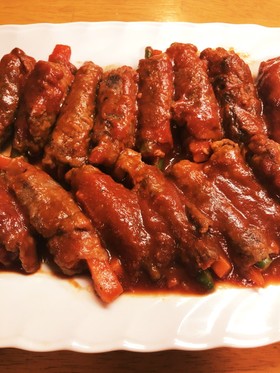 野菜の肉巻きトマトソース♡