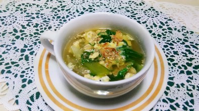 青梗菜と玉葱の卵スープ(おかずにも)の写真