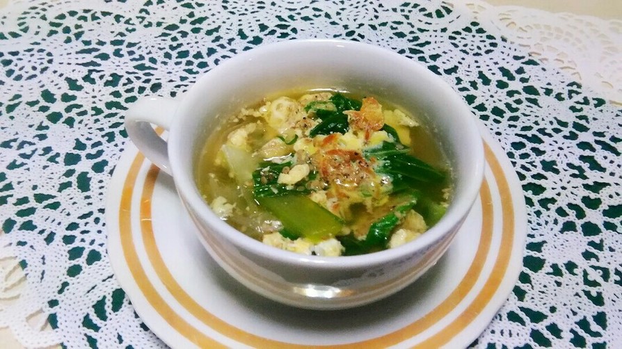 青梗菜と玉葱の卵スープ(おかずにも)の画像