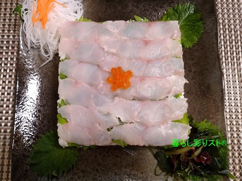 ツヤツヤ☆白身魚のデコレーション寿司♪の画像