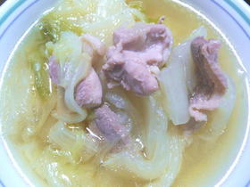 鶏肉と合鴨と白菜のなべ