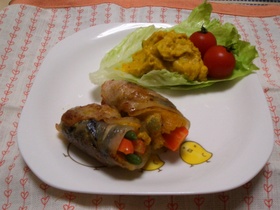 カレーかぼちゃの豚肉巻き