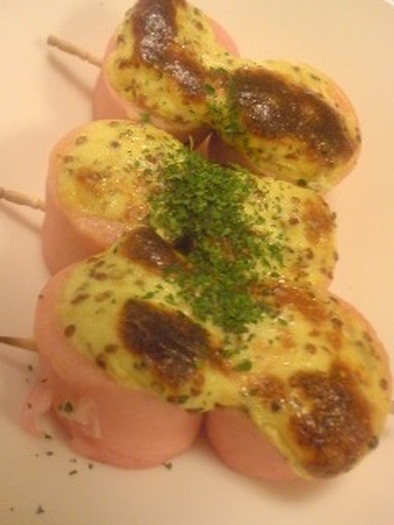 お魚ソーセージのマヨマスタード焼きの写真