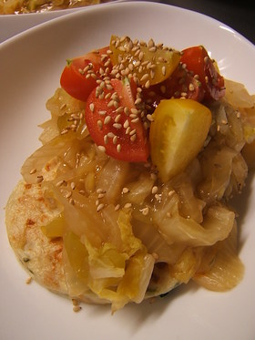 冷凍とうふハンバーグの白菜餡かけ