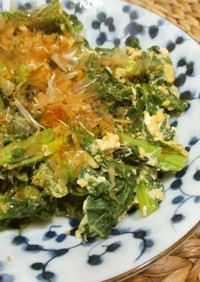 大根菜・麺つゆ味で卵とじ炒め