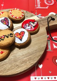 バレンタイン♡市販クッキーにチョコアート