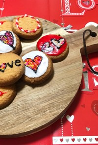 バレンタイン♡市販クッキーにチョコアート