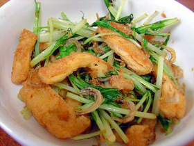 水菜と油揚げのじゃこ炒め