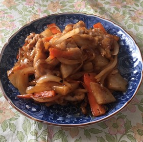 豚バラと野菜の甘酢餡かけ