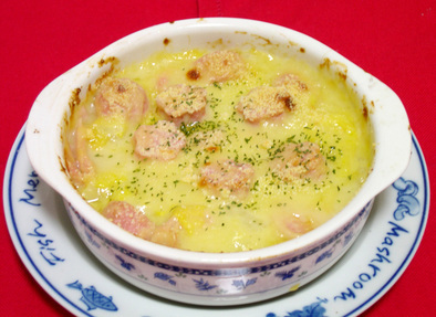 白菜と魚肉ソーセージのヘルシーグラタンの写真