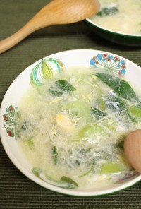 チンゲン菜と素麺のスープ
