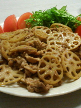 豚肉とレンコン✿梅味噌炒め