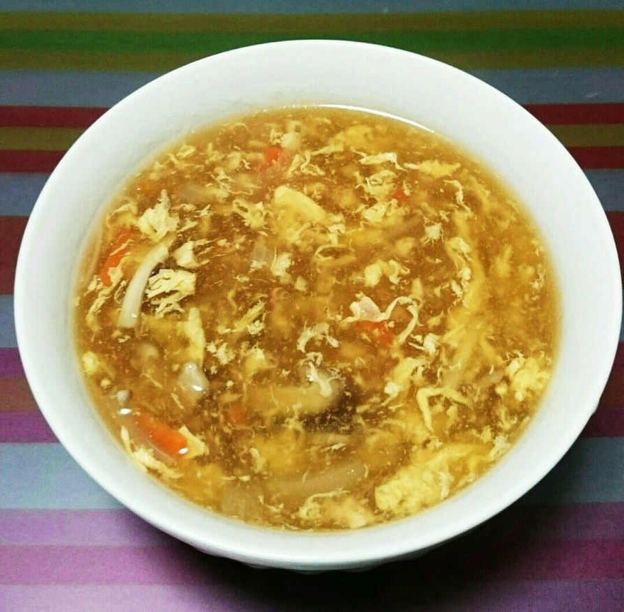 椎茸と鶏肉のとろとろ卵スープの画像