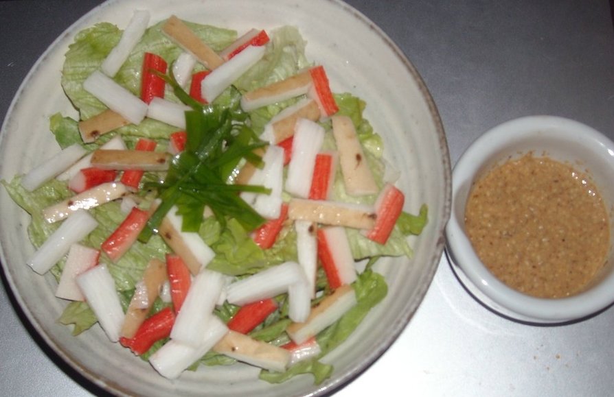 山芋＆カニカマ＆長葱＆レタスのサラダの画像