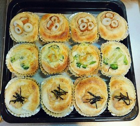 手捏ねで。3種の惣菜パン(和風)