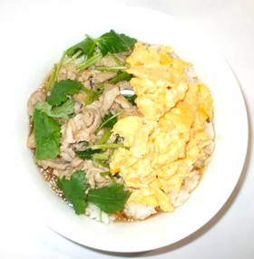 豚肉と卵のあんかけ丼♪簡単材料2つ