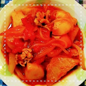 トマト缶で!大根とじゃがいものトマト煮