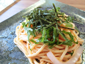 【糖質制限】絶品!たらこイカしそパスタ