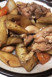 圧力鍋で鶏肉と根菜の煮物