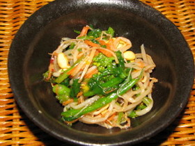 豆もやしと菜の花の中華サラダ