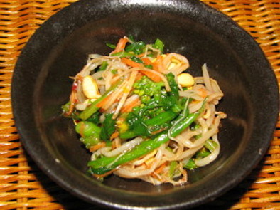 豆もやしと菜の花の中華サラダの写真